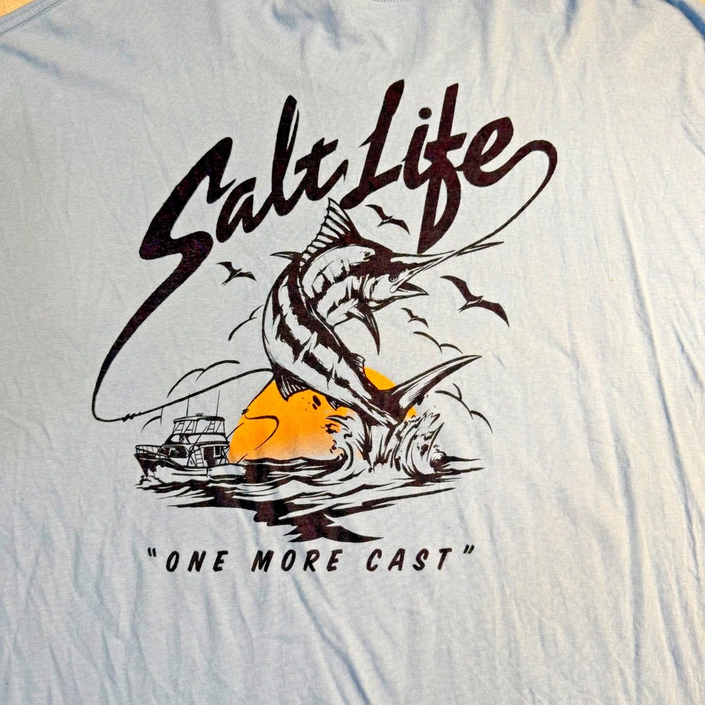 Salt Life T-Shirt Light Blue Men's 3XL "One More Cast" Marlin Fishing Graphic
